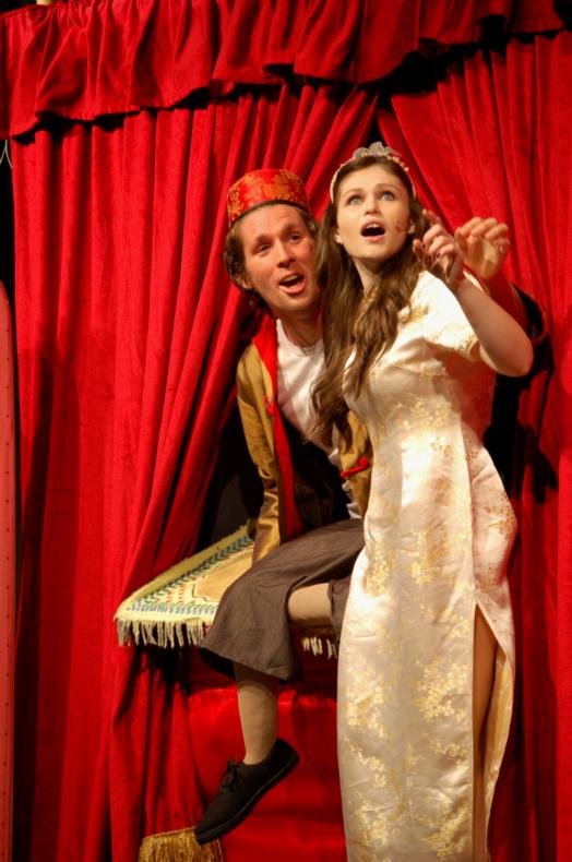 Jamie Adams-Taylor as Aladdin and Megan McCleary as the Princess Simoon
