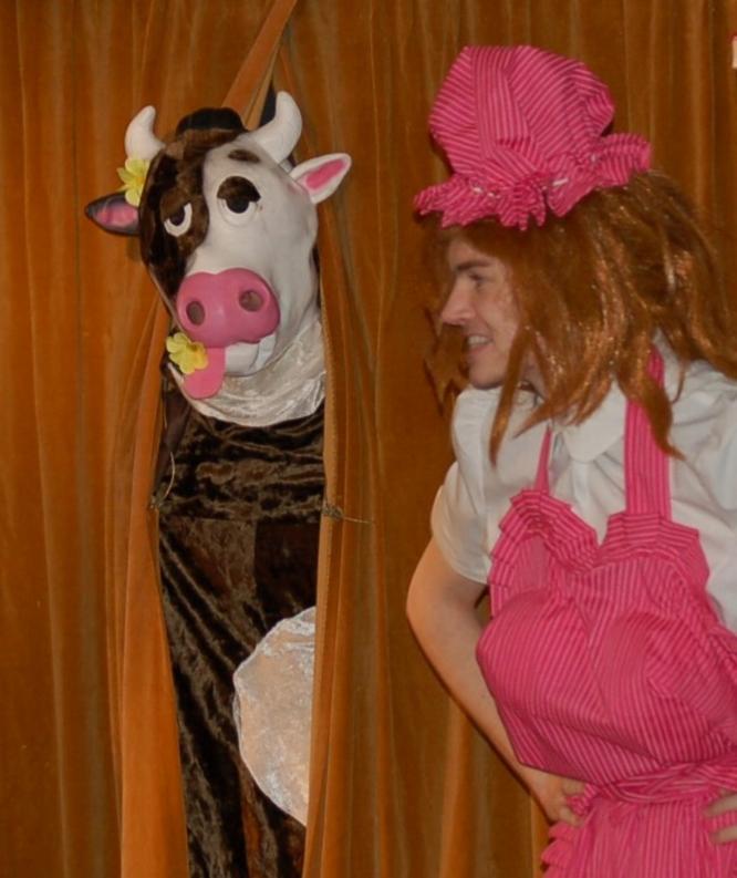 Chris Gannon as Mum with Buttercup the Cow