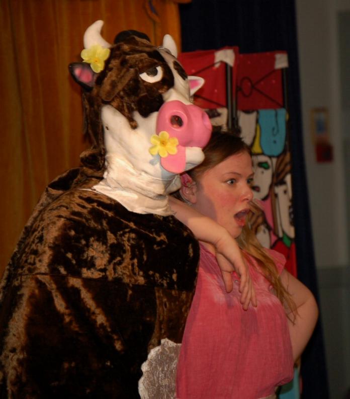 Sarah-Beth Brown as Jackie with Buttercup the Cow