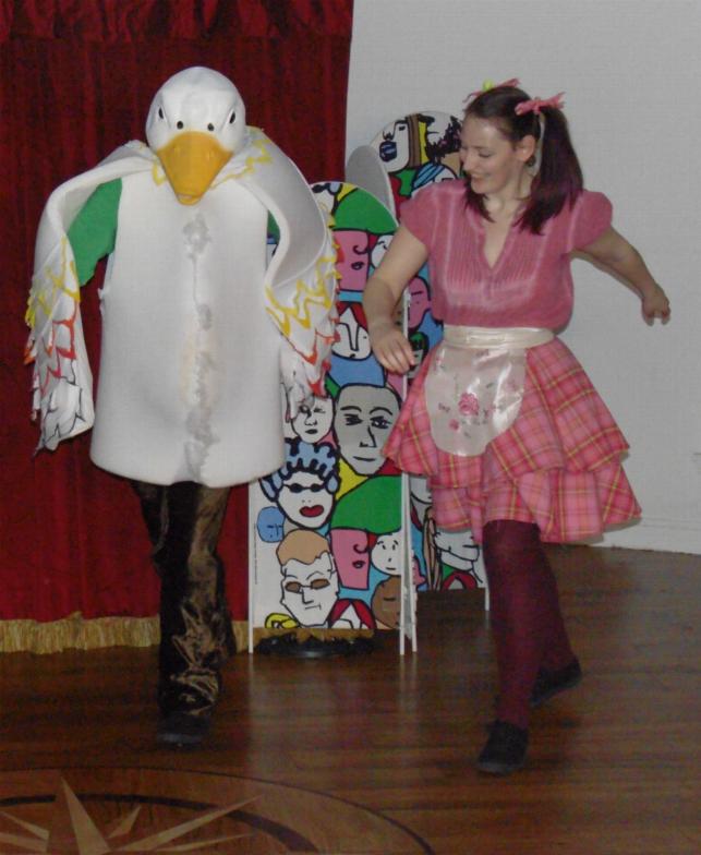 Emma Prior as Jackie and Adam Buksh as Gertrude the Goose