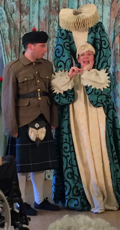 Aidan MacColl as Calum McAlister and Lauren C Moore as Mary Queen of Scots