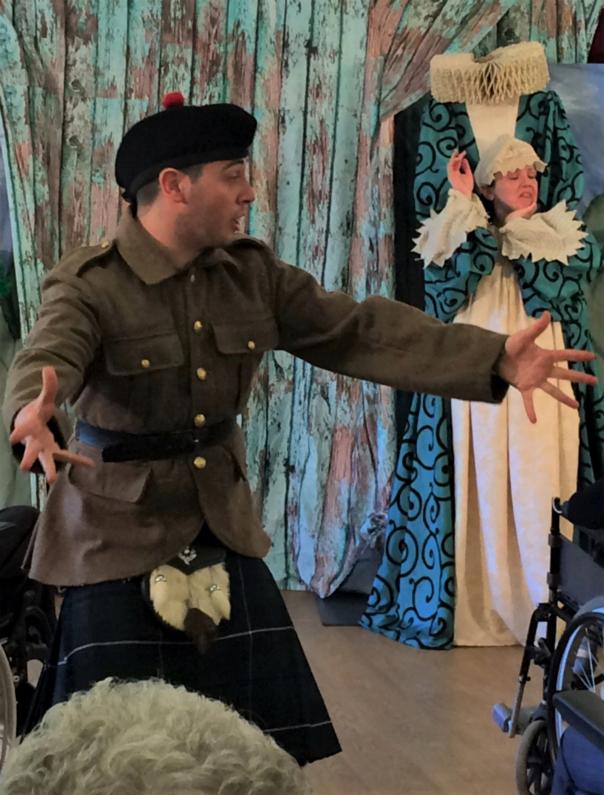 Aidan MacColl as Calum McAlister and Lauren C Moore as Mary Queen of Scots