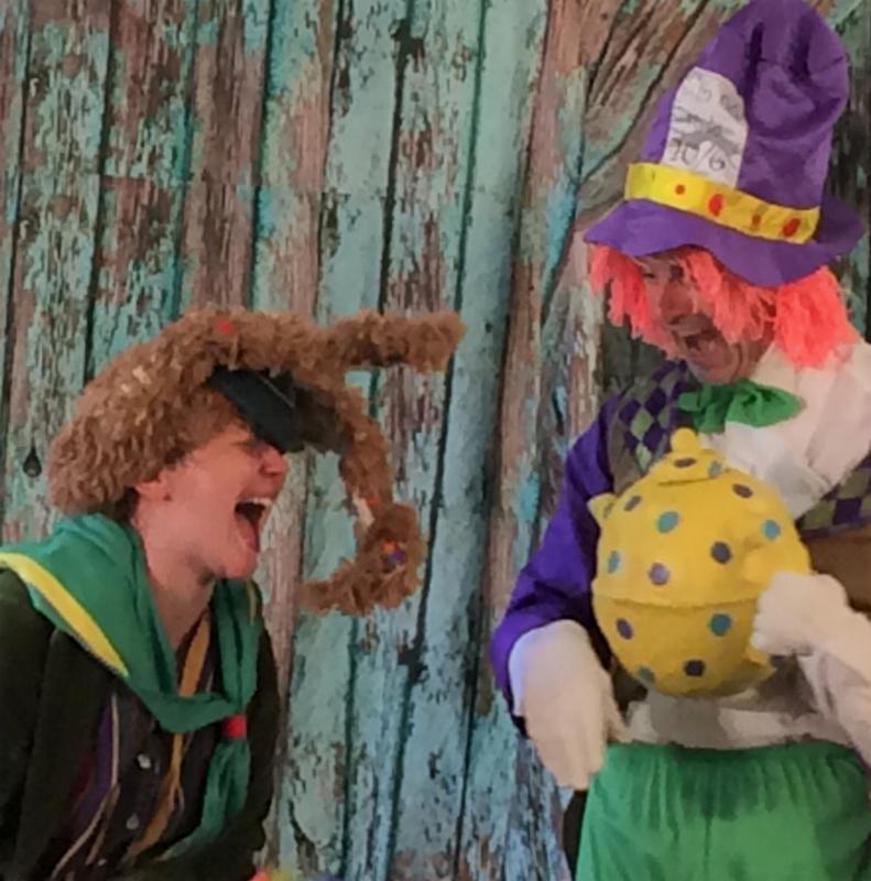 Lauren C Moore as the March Hare and Preston Clare as the Mad Hatter