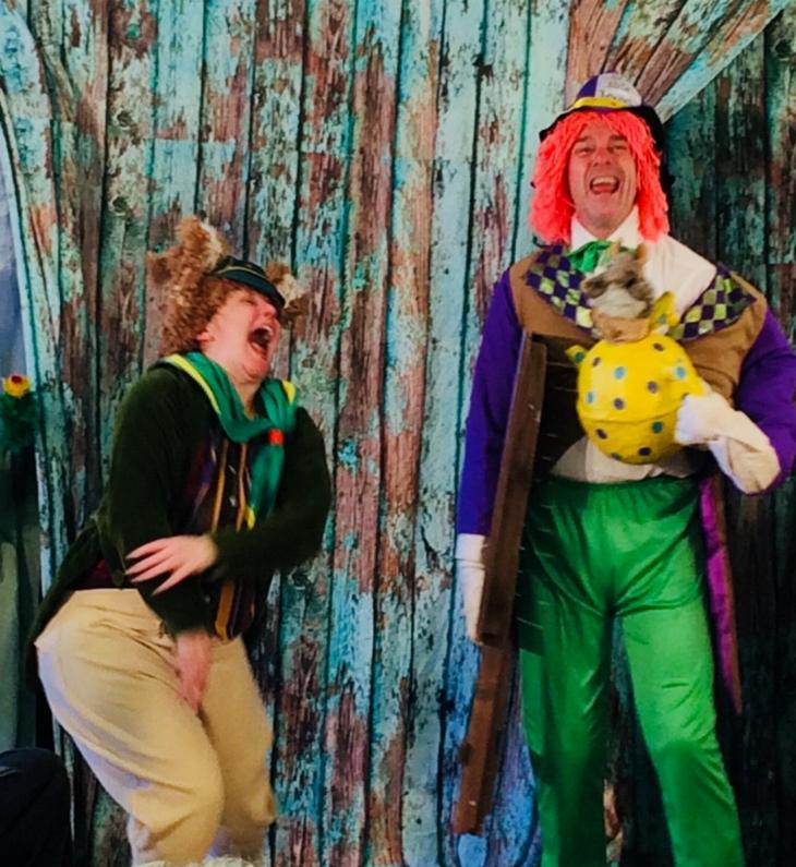 Lauren C Moore as the March Hare and Preston Clare as the Mad Hatter