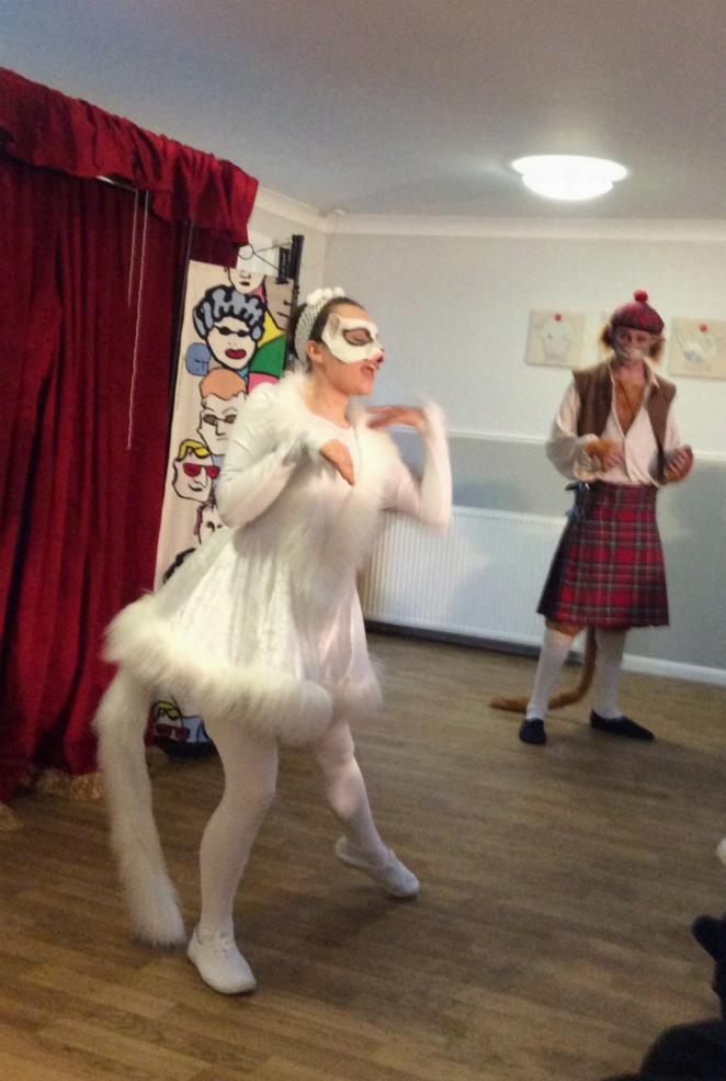Caroline McKeown as the ‘White Cat’ with Jack Douglas as Tom Jones the Cat