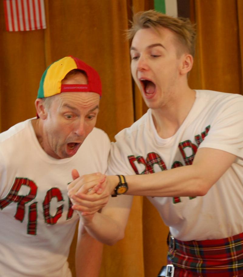 Preston Clare as 'Ricky the trick Broom' and Ross McNally as Boaby