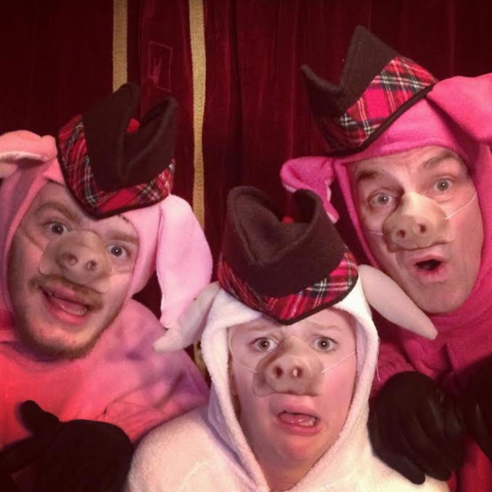 Jamie McCafferty, Bethany Taylor-James and Preston Clare as The Three Little Pigs