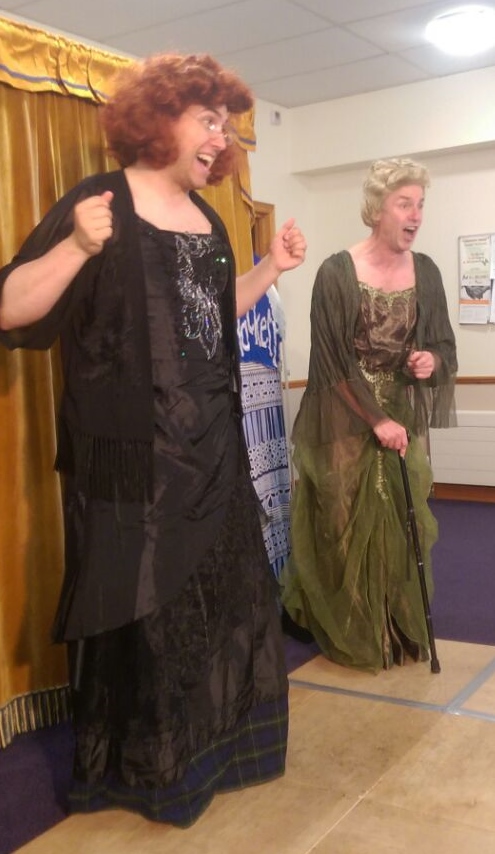 Grieg Adam and Preston Clare as Dr Winifred Whinge and Dame Hilda Hackett OBE
